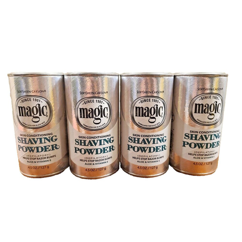 (4) Softsheen Carson Magic Shave SKIN CONDITIONING Shaving Powder 4.5 oz Each